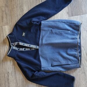 L.L. Bean Blue Quilted Pullover with Button Accents